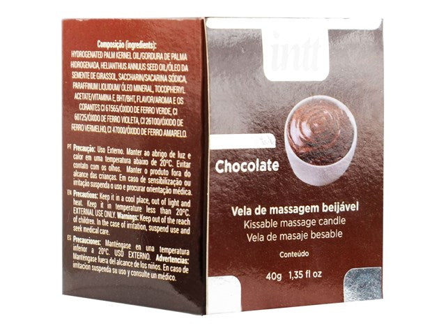 Vela de Massagem Chocolate - Óleo Quente Corporal Gourmet Doce - Intt Cosméticos