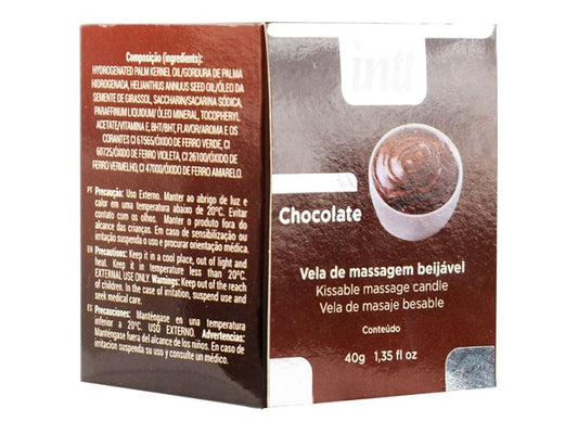 Vela de Massagem Chocolate - Óleo Quente Corporal Gourmet Doce - Intt Cosméticos